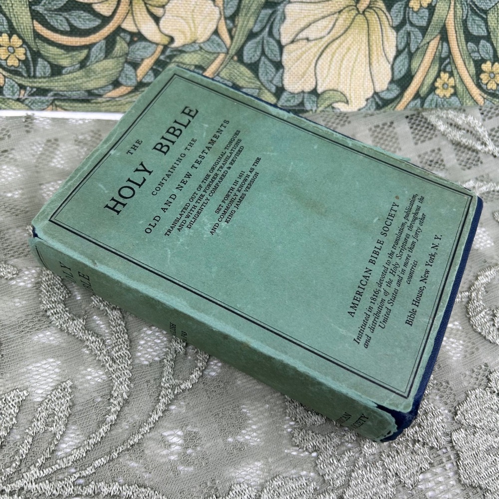 Vintage Green Vintage Bible Society Holy Bible Old and New Testament